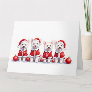 Coton de Tulear Christmas Dress Santa Hat Card