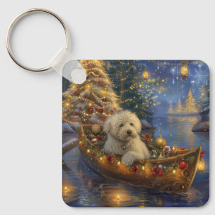 Coton De Tulear Christmas Festive Voyage  Keychain