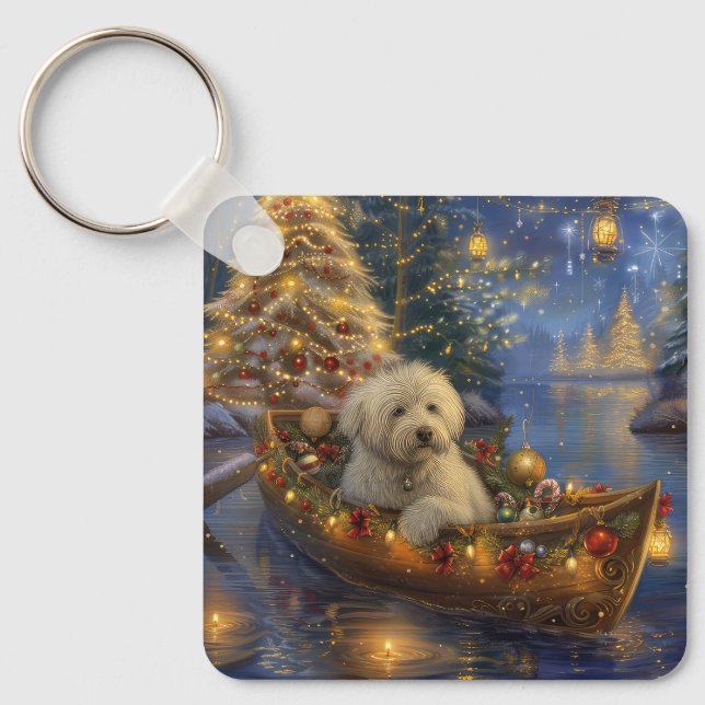 Coton De Tulear Christmas Festive Voyage  Keychain (Front)
