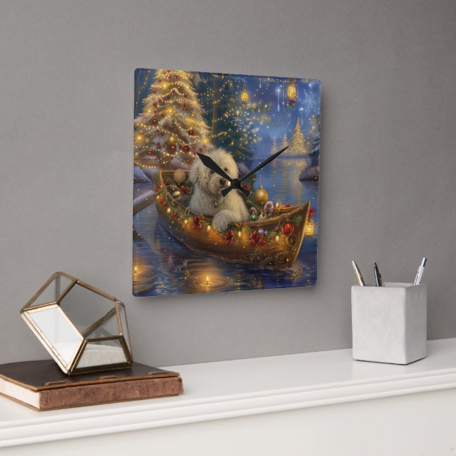 Coton De Tulear Christmas Festive Voyage  Square Wall Clock (Office)