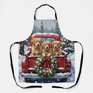 Coton de Tulear Christmas Red Truck Holiday Apron