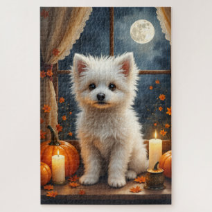 Coton de Tulear Cozy Gothic Halloween Art Jigsaw Puzzle