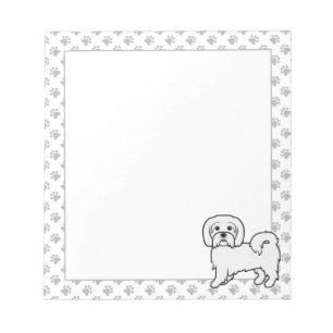 Coton de Tulear Cute Cartoon Dog And Paws Notepad