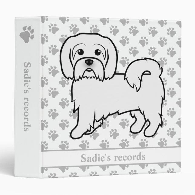 Coton de Tulear Cute Cartoon Dog & Custom Text Binder (Front/Spine)