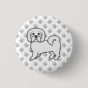 Coton de Tulear Cute Cartoon Dog Illustration 1 Inch Round Button