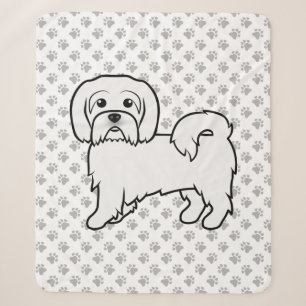 Coton de Tulear Cute Cartoon Dog Illustration Sherpa Blanket