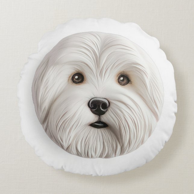 Coton De Tulear Dog 3D Inspired  Round Pillow (Front)