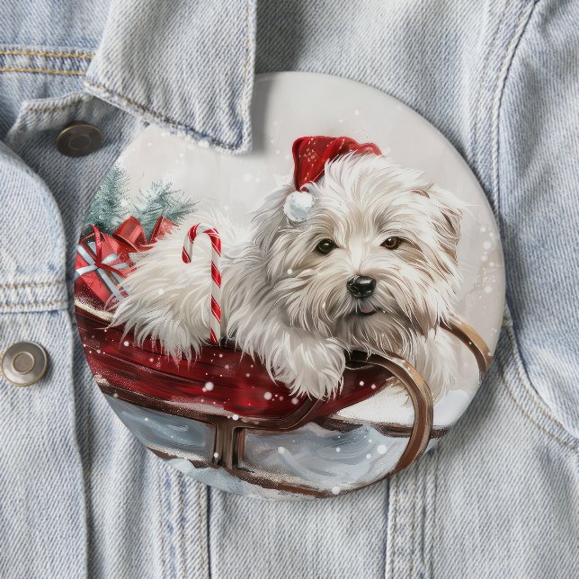 Coton De Tulear Dog Christmas Festive 6 Inch Round Button (In Situ)