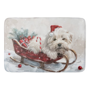 Coton De Tulear Dog Christmas Festive Bath Mat