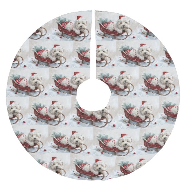 Coton De Tulear Dog Christmas Festive Brushed Polyester Tree Skirt (Front)