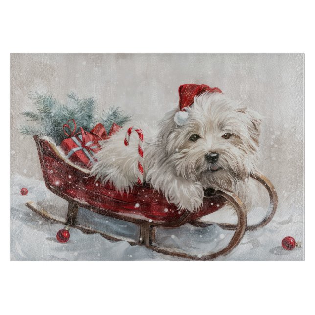 Coton De Tulear Dog Christmas Festive Cutting Board (Front)