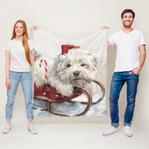 Coton De Tulear Dog Christmas Festive Fleece Blanket