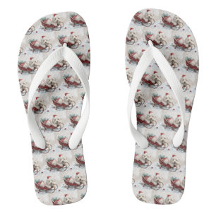 Coton De Tulear Dog Christmas Festive Flip Flops
