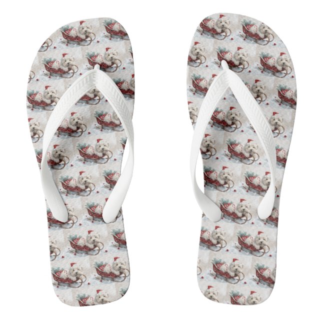 Coton De Tulear Dog Christmas Festive Flip Flops (Footbed)