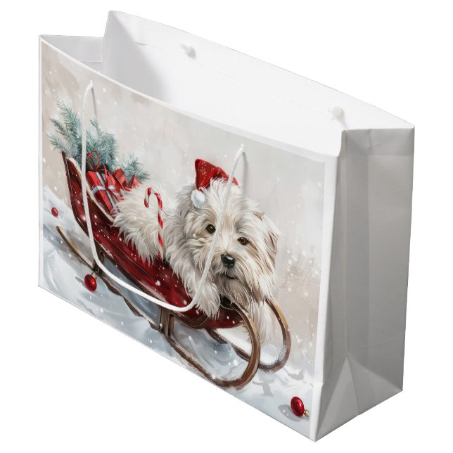 Coton De Tulear Dog Christmas Festive Large Gift Bag (Front Angled)