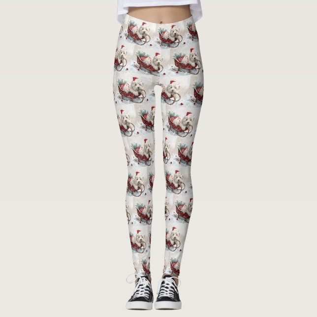 Coton De Tulear Dog Christmas Festive Leggings (Front)