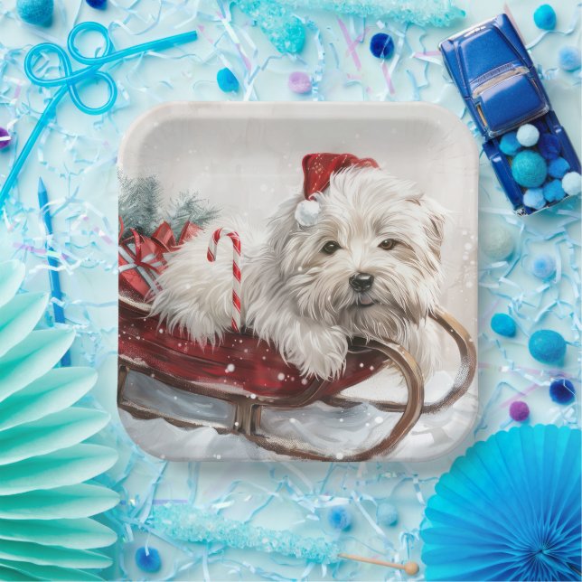 Coton De Tulear Dog Christmas Festive Paper Plate (Party)