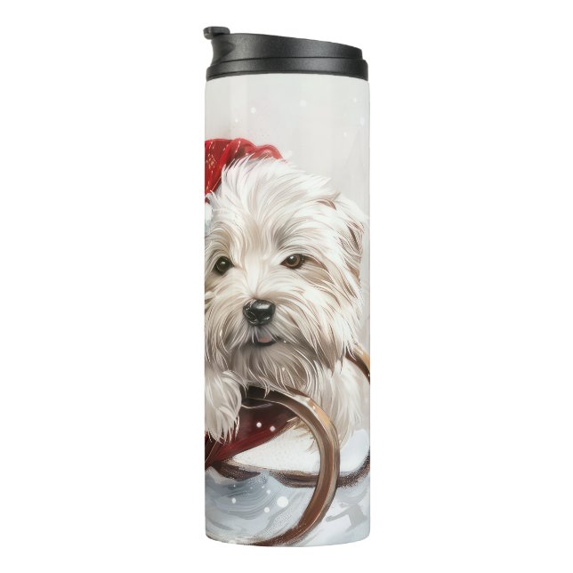 Coton De Tulear Dog Christmas Festive Thermal Tumbler (Rotated Right)