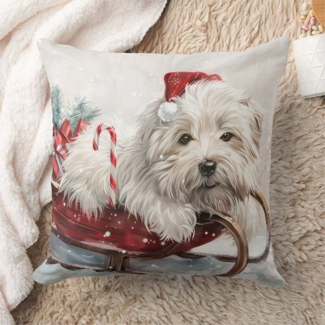 Coton De Tulear Dog Christmas Festive Throw Pillow (Blanket)