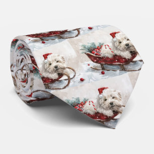 Coton De Tulear Dog Christmas Festive Tie