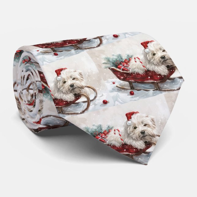 Coton De Tulear Dog Christmas Festive Tie (Rolled)