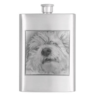 Coton de Tulear dog Hip Flask