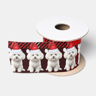 Coton de Tulear Dog Holiday Plaid Funny Christmas Satin Ribbon