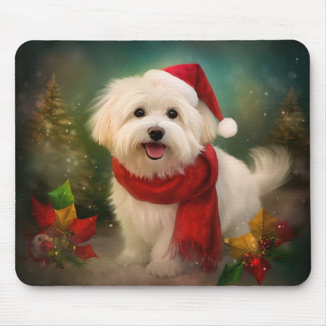 Coton De Tulear Dog in Snow Christmas Mouse Pad (Front)