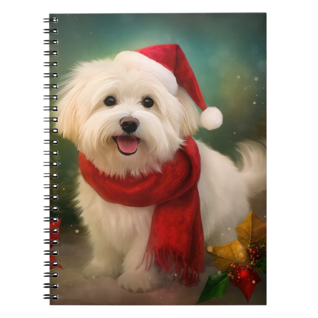 Coton De Tulear Dog in Snow Christmas Notebook (Front)