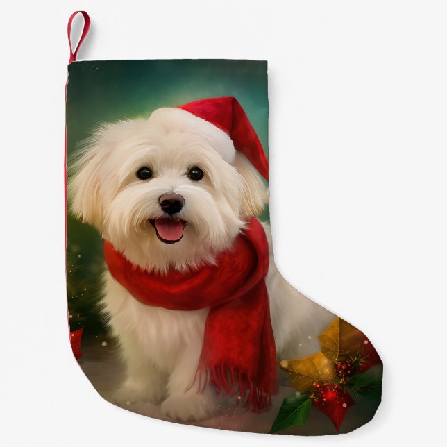 Coton De Tulear Dog in Snow Christmas Small Christmas Stocking (Front)