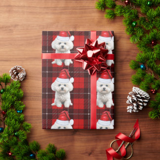 Coton de Tulear Dog Red Plaid Christmas Wrapping Paper