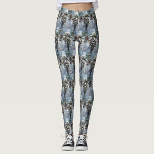 Coton De Tulear Dog Riding Motorcycle Christmas  Leggings