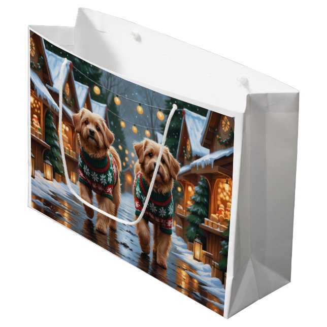 Coton De Tulear Dogs Christmas Snow Holiday Large Gift Bag (Front Angled)