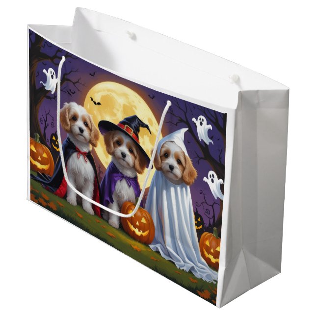 Coton De Tulear Dogs Pumpkin Halloween Funny  Large Gift Bag (Front Angled)
