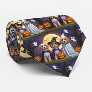 Coton De Tulear Dogs Pumpkin Halloween Funny Tie