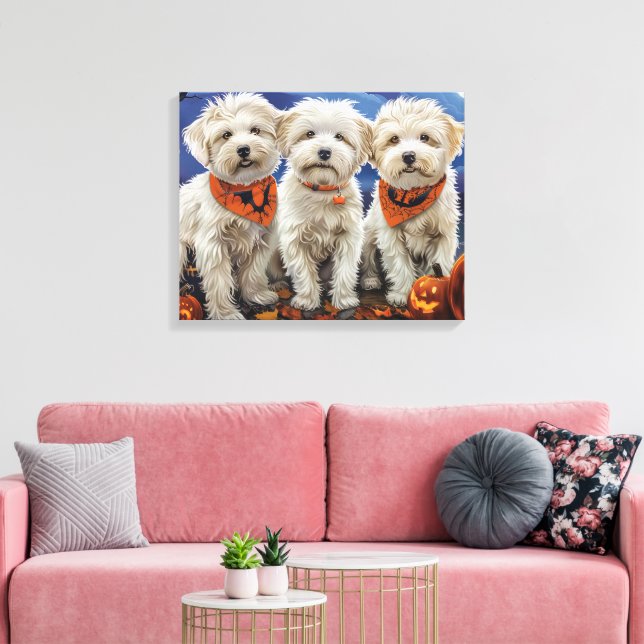 Coton De Tulear Halloween Spooky Canvas Print (Insitu(LivingRoom))