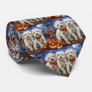 Coton De Tulear Halloween Spooky Tie