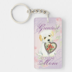 Coton de Tulear Heart Mom Keychain