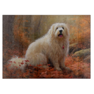 Coton De Tulear in Autumn Leaves Fall Inspire  Cutting Board
