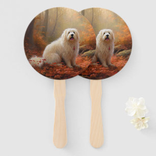 Coton De Tulear in Autumn Leaves Fall Inspire Hand Fan