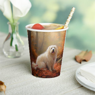 Coton De Tulear in Autumn Leaves Fall Inspire Paper Cups