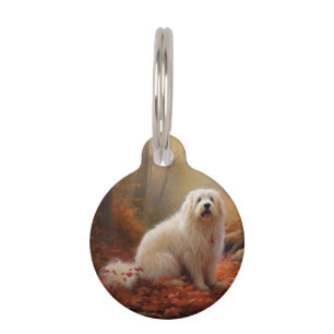 Coton De Tulear in Autumn Leaves Fall Inspire  Pet Tag