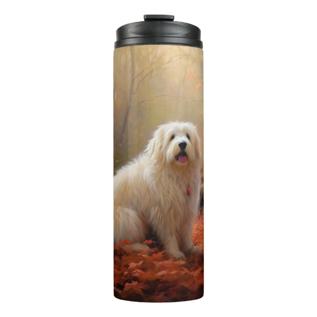 Coton De Tulear in Autumn Leaves Fall Inspire  Thermal Tumbler (Front)