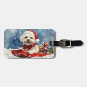 Coton De Tulear in Sledge Let it Snow Christmas Luggage Tag