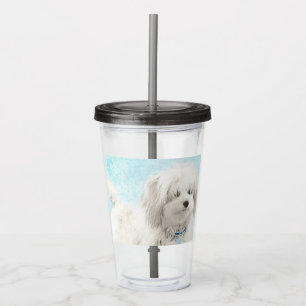 Coton de Tulear Painting - Cute Original Dog Art Acrylic Tumbler