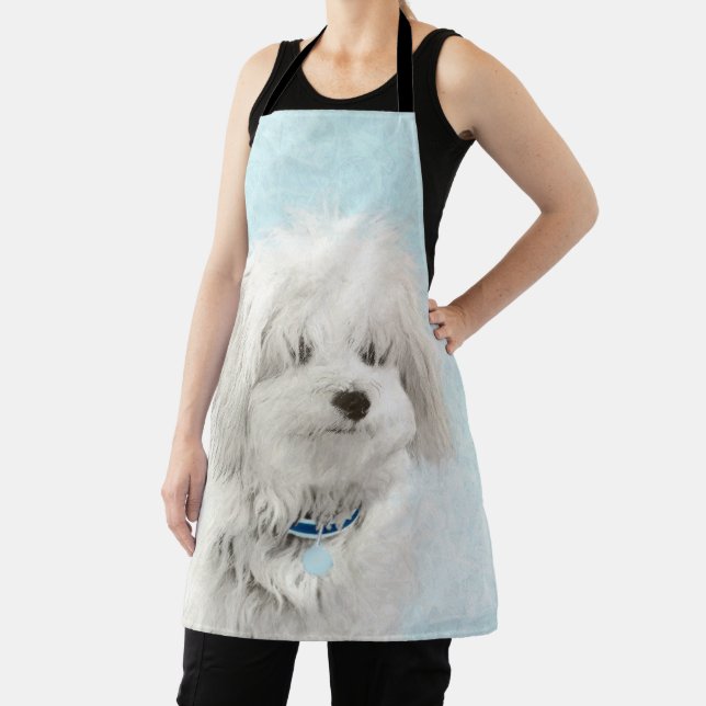 Coton de Tulear Painting - Cute Original Dog Art Apron (Insitu)