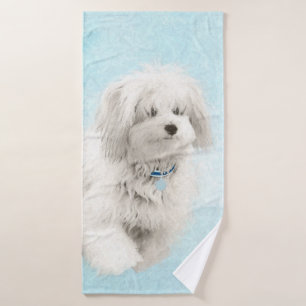 Coton de Tulear Painting - Cute Original Dog Art Bath Towel Set