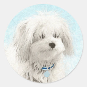 Coton de Tulear Painting - Cute Original Dog Art Classic Round Sticker