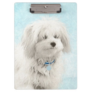 Coton de Tulear Painting - Cute Original Dog Art Clipboard
