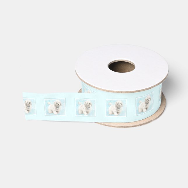 Coton de Tulear Painting - Cute Original Dog Art Grosgrain Ribbon (Spool)